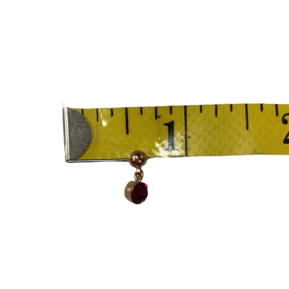 Sparkly Red and Rose Gold Tone Dangly Stud Earrings - Picture 9 of 10